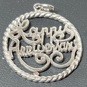 Vintage Sterling Silver 'HAPPY ANNIVERSARY' Pendant Charm